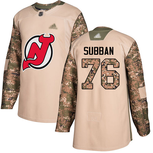 Adidas New Jersey Devils #76 P.K. Subban Camo Authentic 2017 Veterans Day Stitched Jersey Men's