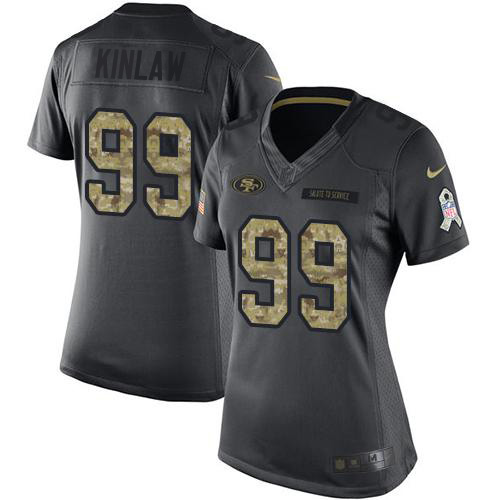 San Francisco 49ers #99 Javon Kinlaw Black Women's Stitched Limited 2016 Salute to Service Jersey Womens