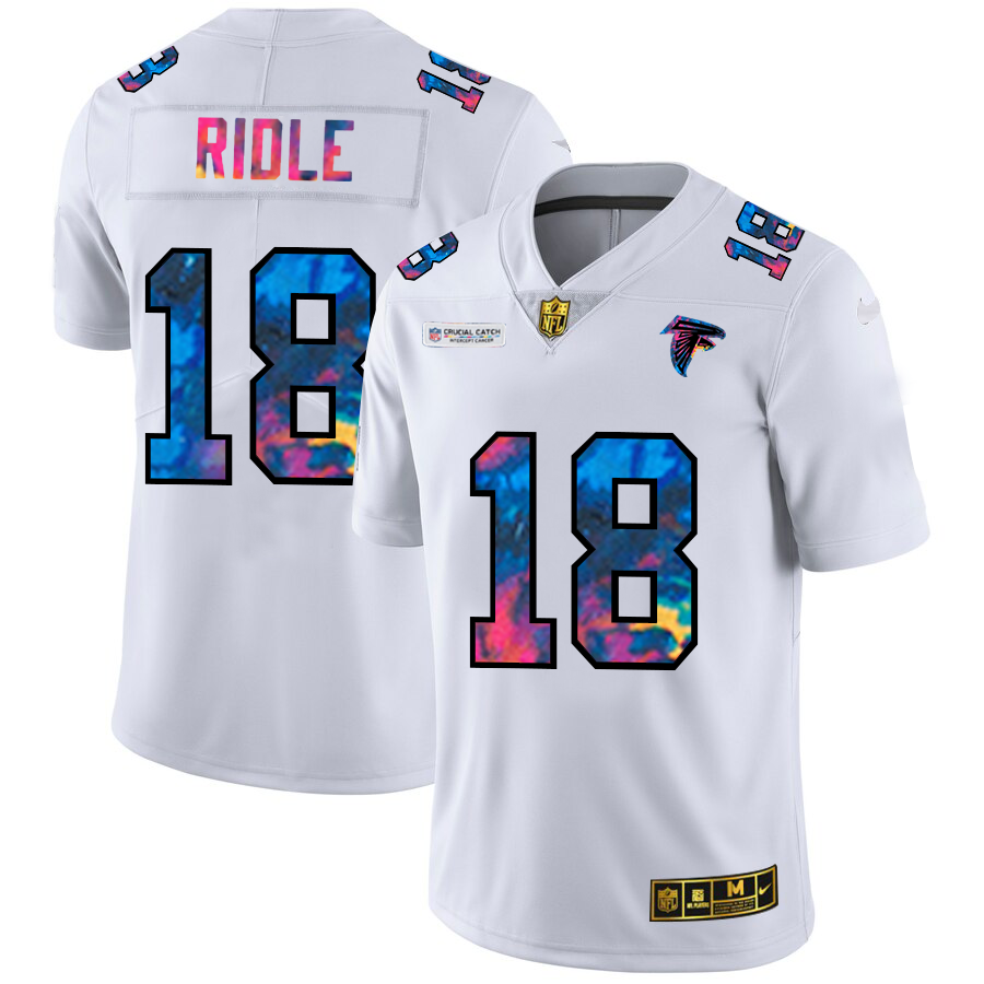 Atlanta Falcons #18 Calvin Ridley Men's White Multi-Color 2020 Crucial Catch Limited Jersey