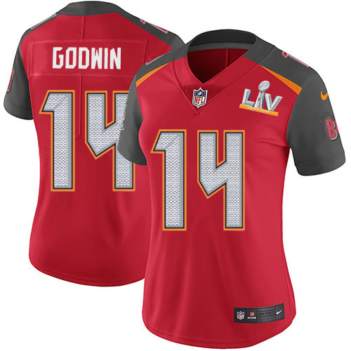 Buccaneers #14 Chris Godwin Red Team Color Women's Super Bowl LV Bound Stitched Vapor Untouchable Limited Jersey