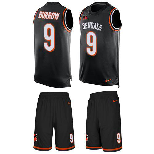 Bengals #9 Joe Burrow Black Team Color Men's Stitched Limited Tank Top Suit Jersey