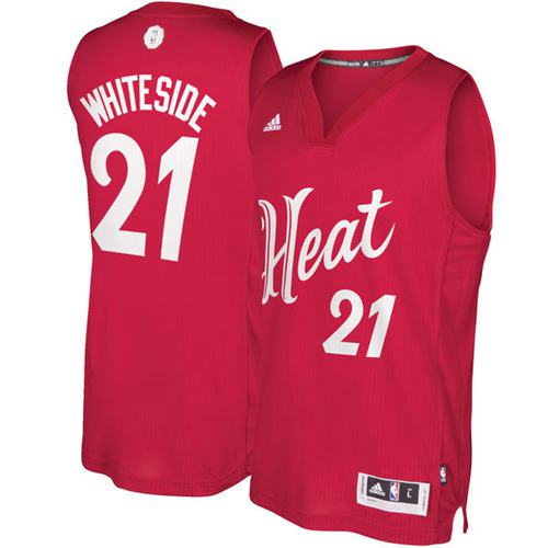 Miami Heat #21 Hassan Whiteside Red 2016-2017 Christmas Day Stitched Jersey Mens