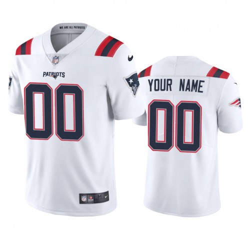 New England Patriots Custom Men's White 2020 Vapor Limited Jersey