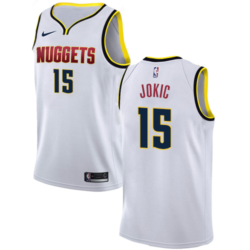 Denver Nuggets #15 Nikola Jokic White Swingman Association Edition Jersey Mens