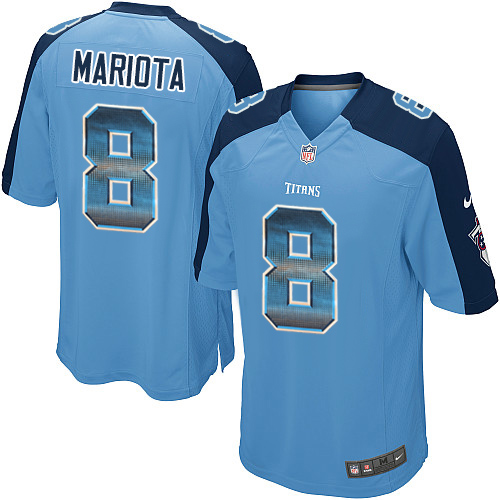 Tennessee Titans #8 Marcus Mariota Light Blue Alternate Men's Stitched Limited Strobe Jersey Men's