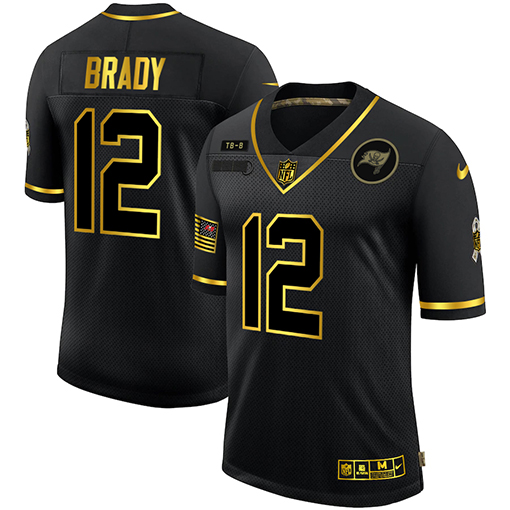 Tampa Bay Buccaneers #12 Tom Brady Men's 2020 Salute To Service Golden Limited Jersey Black