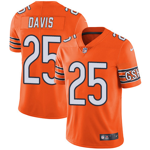 Chicago Bears #25 Mike Davis Orange Men's Stitched Limited Rush Jersey Men's