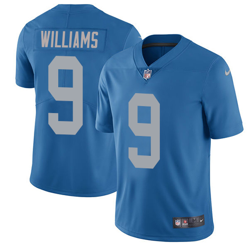 Lions #9 Jameson Williams Blue Throwback Youth Stitched Vapor Untouchable Limited Jersey