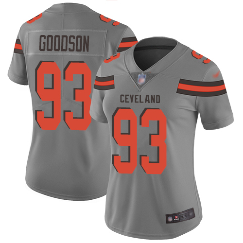 Cleveland Browns #93 B.J. Goodson Gray Women's Stitched Limited Inverted Legend Jersey Womens
