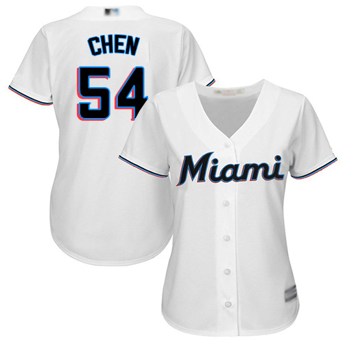 Miami Marlins #54 Wei-Yin Chen White Home Women's Stitched Jersey Womens