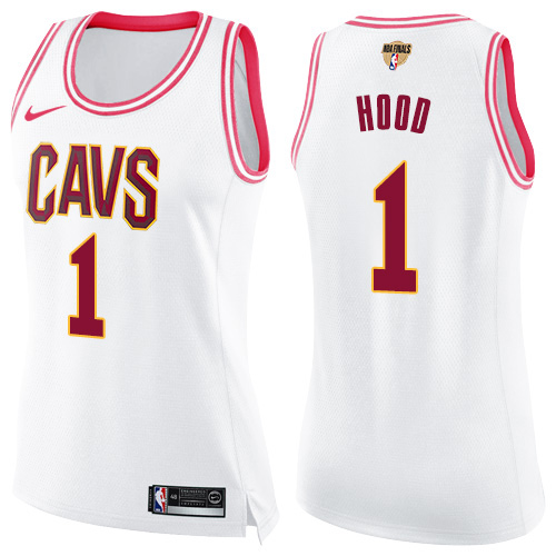 Cleveland Cavaliers #1 Rodney Hood White/Pink The Finals Patch Womens Swingman Fashion Jersey Womens