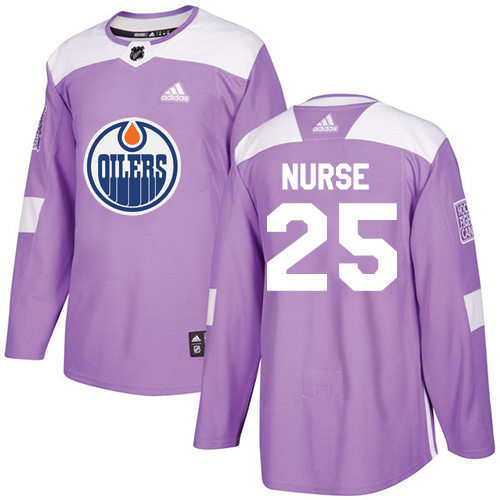 Adidas Edmonton Oilers #25 Darnell Nurse Purple Authentic Fights Cancer Stitched Jersey Men's