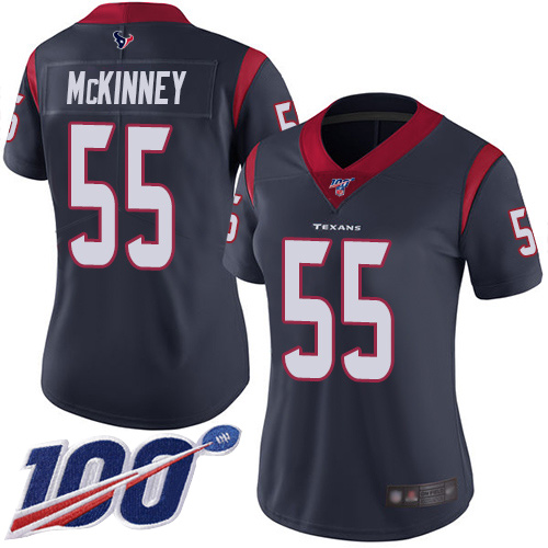 Houston Texans #55 Benardrick McKinney Navy Blue Team Color Women's Stitched 100th Season Vapor Limited Jersey Womens