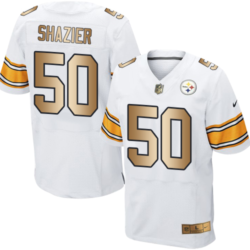 Pittsburgh Steelers #50 Ryan Shazier White Men's Stitched Elite Gold Jersey Men's