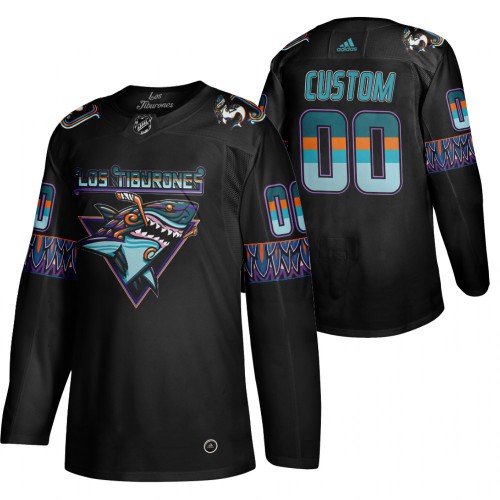 San Jose Sharks Custom Men's Adidas 2020 Los Tiburones Limited Jersey Black