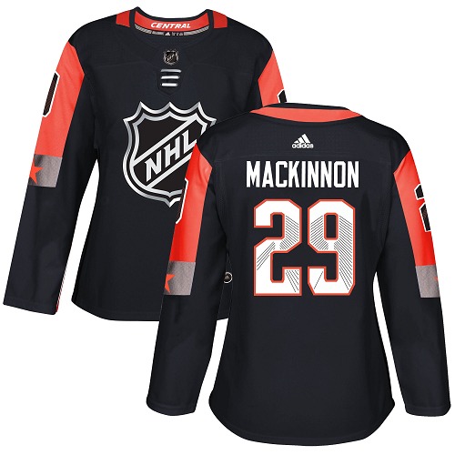 Adidas Colorado Avalanche #29 Nathan MacKinnon Black 2018 All-Star Central Division Authentic Women's Stitched Jersey Womens