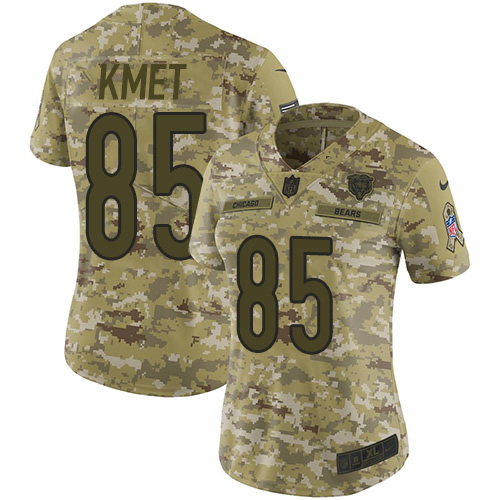 Chicago Bears #85 Cole Kmet Camo Women's Stitched Limited 2018 Salute To Service Jersey Womens