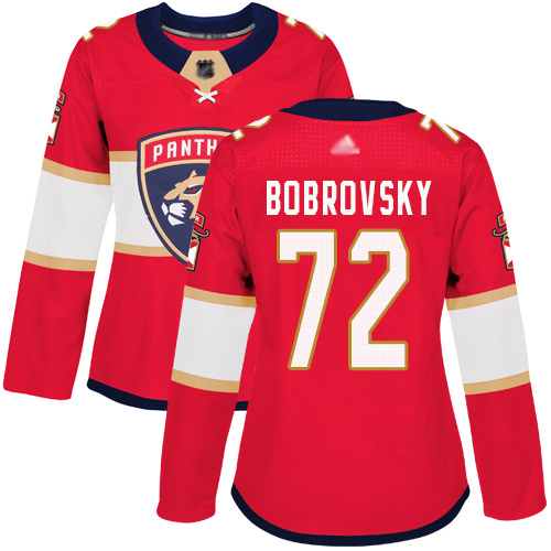 Adidas Florida Panthers #72 Sergei Bobrovsky Red Home Authentic Women's Stitched Jersey Womens