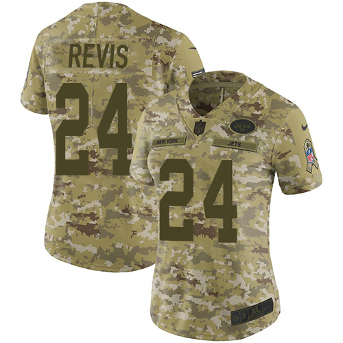 Jets #24 Darrelle Revis Camo Women's Stitched Limited 2018 Salute To Service Jersey