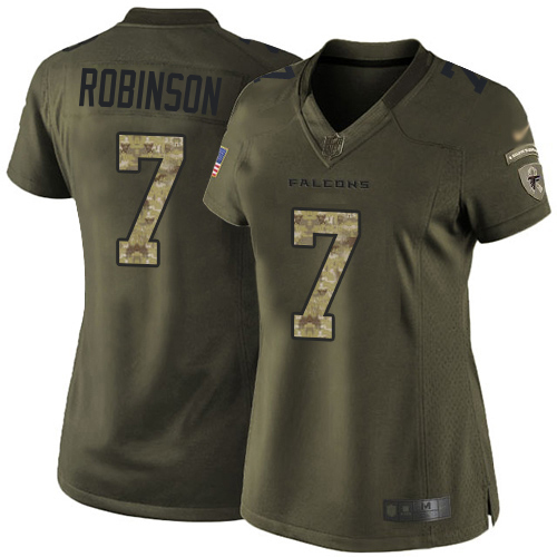 Falcons #7 Bijan Robinson Green Stitched Women's Limited 2015 Salute To Service Jersey