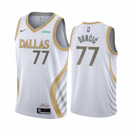 Dallas Mavericks #77 Luka Doncic White Womens Swingman 2020-21 City Edition Jersey Womens