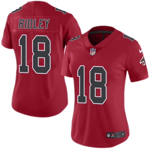 Falcons #18 Calvin Ridley Red Women's Stitched Limited Rush Jersey