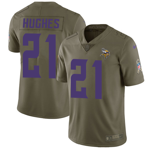 Minnesota Vikings #21 Mike Hughes Olive Youth Stitched Limited 2017 Salute to Service Jersey Youth