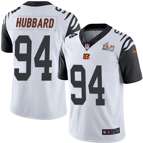 Bengals #94 Sam Hubbard White Super Bowl LVI Patch Youth Stitched Limited Rush Jersey