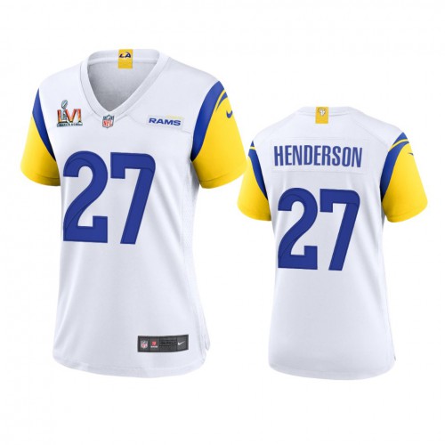 Los Angeles Los Angeles Rams #27 Darrell Henderson Women's Super Bowl LVI Patch Alternate Game Jersey - White Womens