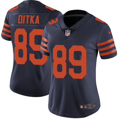 Bears #89 Mike Ditka Navy Blue Alternate Women's Stitched Vapor Untouchable Limited Jersey