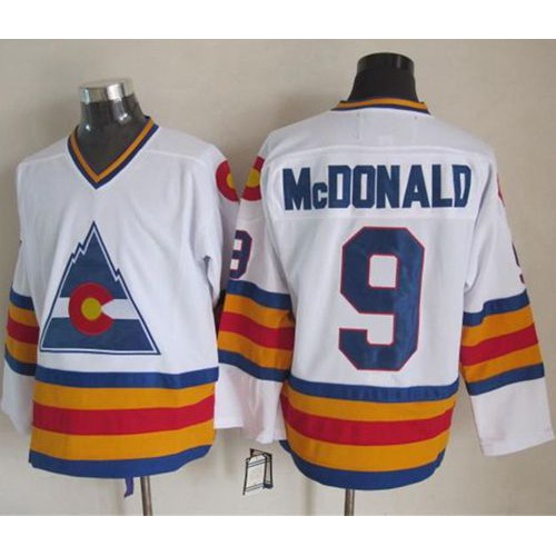 Colorado Avalanche #9 Lanny McDonald White CCM Throwback Stitched Jersey Men's