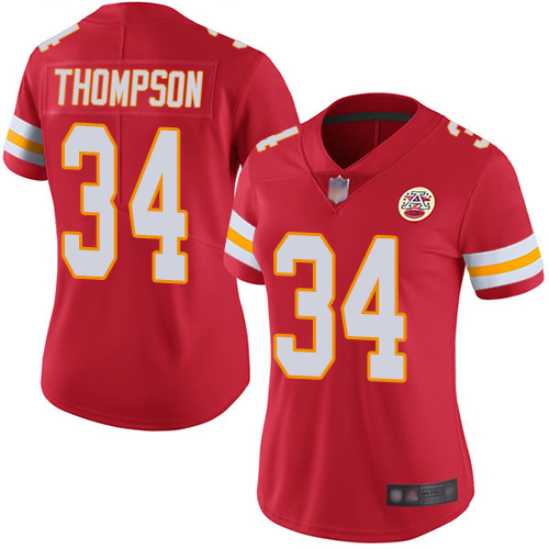 Kansas City Chiefs #34 Darwin Thompson Red Team Color Women's Stitched Vapor Untouchable Limited Jersey Womens