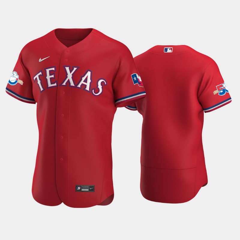 Texas Rangers Blank Authentic 50th Anniversary Men's Alternate Jersey - Red