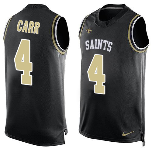 Saints #4 Derek Carr Black Team Color Men's Stitched Limited Tank Top Jersey
