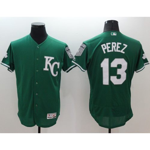 Kansas City Royals #13 Salvador Perez Green Celtic Flexbase Authentic Collection Stitched Jersey Men's