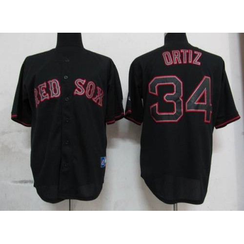 Boston Red Sox #34 David Ortiz Black Fashion Stitched Jersey Men's