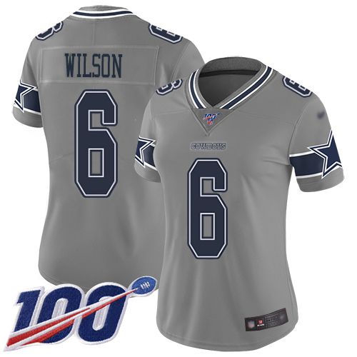 Cowboys #6 Donovan Wilson Gray Women's Stitched Limited Inverted Legend 100th Season Jersey