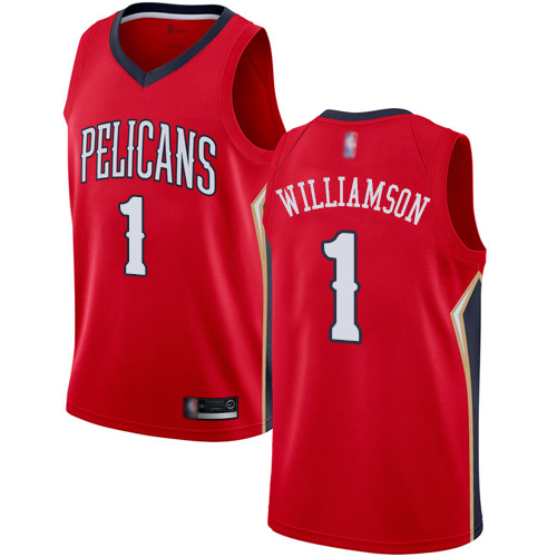 New Orleans Pelicans #1 Zion Williamson Red Swingman Statement Edition Jersey Mens