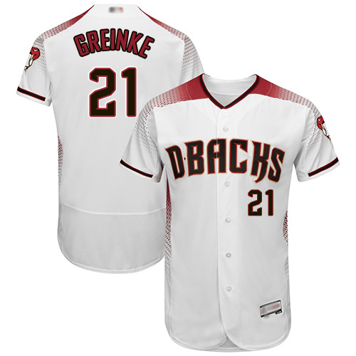 Arizona Diamondbacks #21 Zack Greinke White/Crimson Flexbase Authentic Collection Stitched Jersey Men's