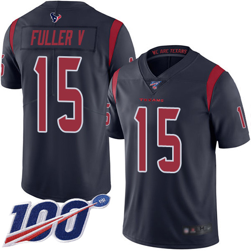 Houston Texans #15 Will Fuller V Navy Blue Men's Stitched Limited Rush 100th Season Jersey Men's