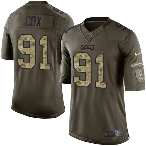 Philadelphia Eagles #91 Fletcher Cox Green Youth Stitched Limited 2015 Salute to Service Jersey Youth