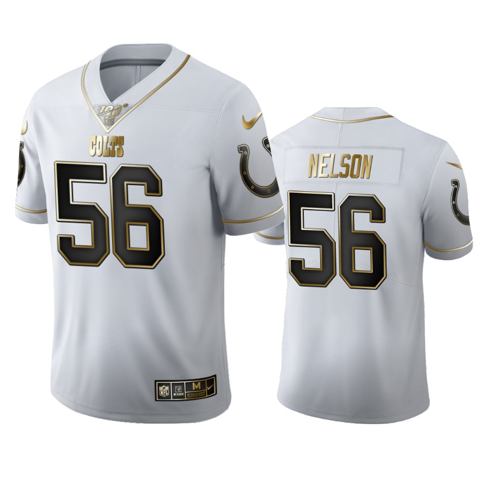 Indianapolis Colts #56 Quenton Nelson Men's White Golden Edition Vapor Limited 100 Jersey