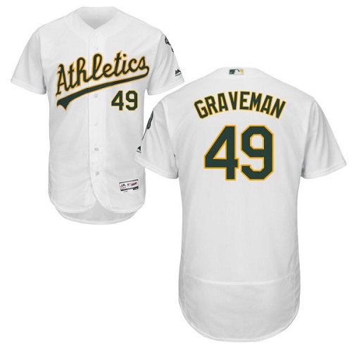 Oakland Athletics #49 Kendall Graveman White Flexbase Authentic Collection Stitched Jersey Men's