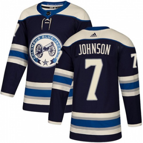 Adidas Columbus Blue Jackets #7 Jack Johnson Navy Blue Alternate Authentic Stitched Jersey Men's