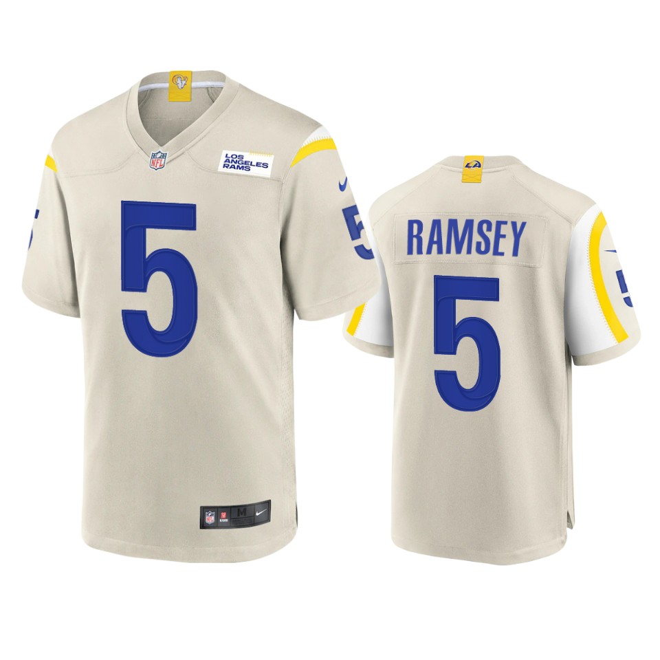 Los Angeles Rams #5 Jalen Ramsey Men's Game Jersey - Bone