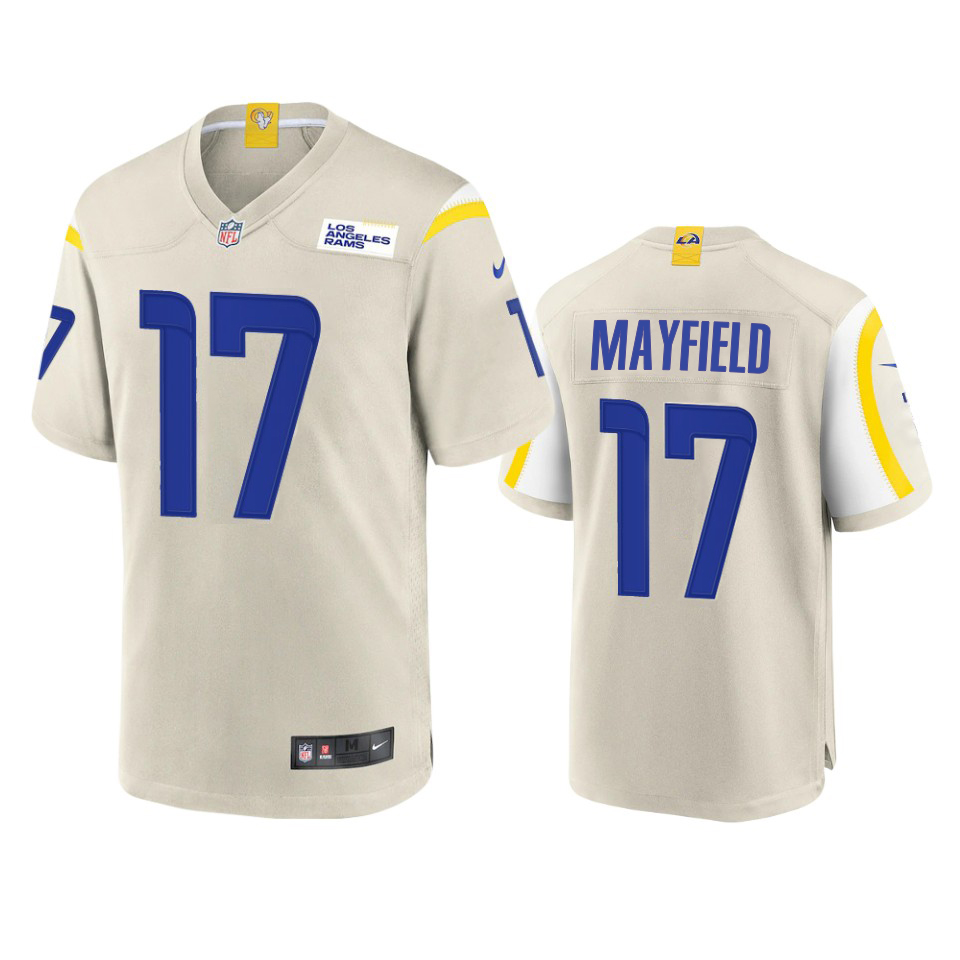 Los Angeles Rams #17 Baker Mayfield Men's Game Jersey - Bone