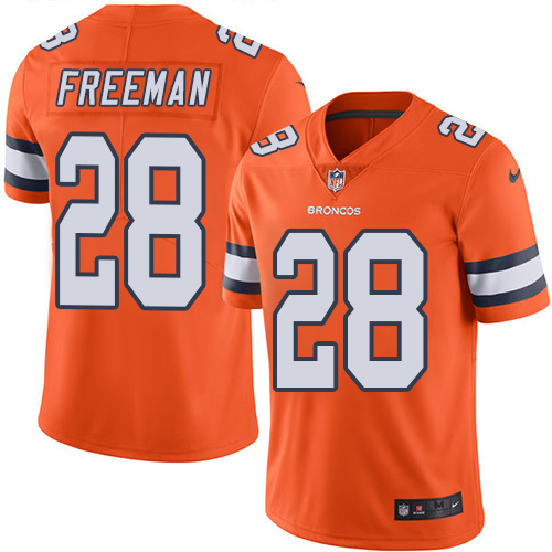 Denver Broncos #28 Royce Freeman Orange Youth Stitched Limited Rush Jersey Youth
