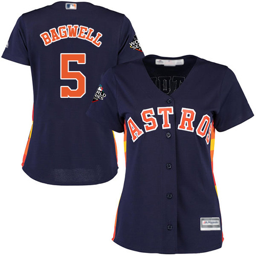Houston Astros #5 Jeff Bagwell Navy Blue Alternate 2019 World Series Bound Women's Stitched Jersey Womens