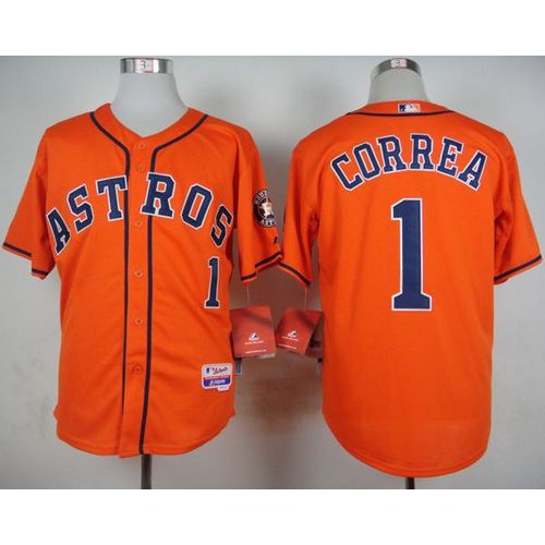Houston Astros #1 Carlos Correa Orange Cool Base Stitched Jersey Men's