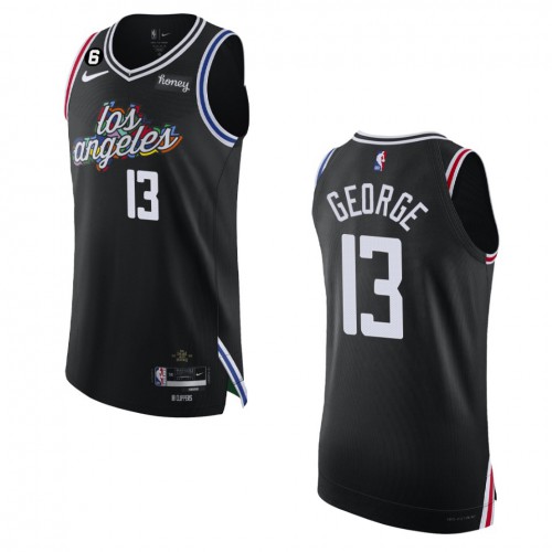 Los Angeles Los Angeles Clippers #13 Paul George Black 2022-23 Authentic Jersey - City Edition Mens